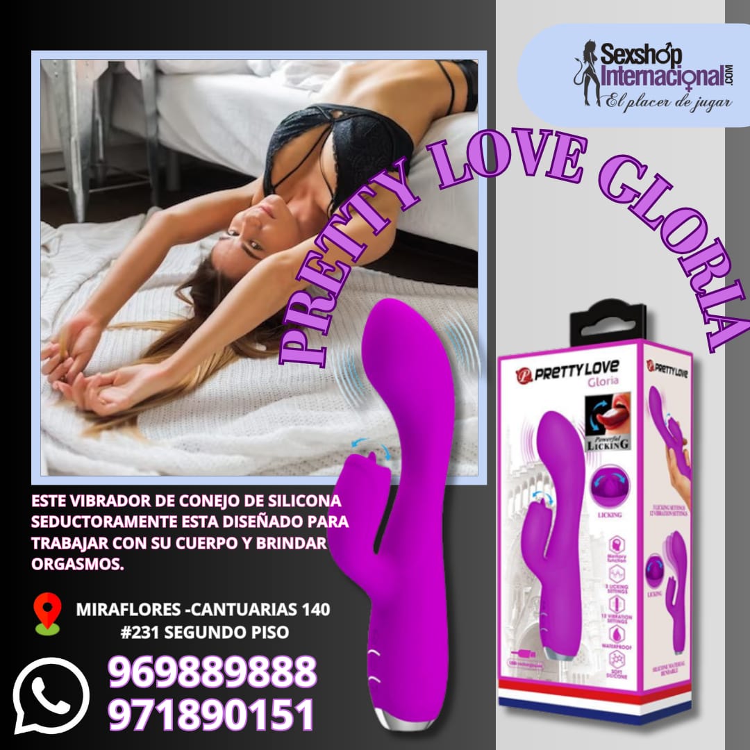 VIBRADOR SOFISTICADO-DOBLE ESTIMULACION-PRETTY LOVE GLORIA -DE SILICONA-SEXSHOP LIMA